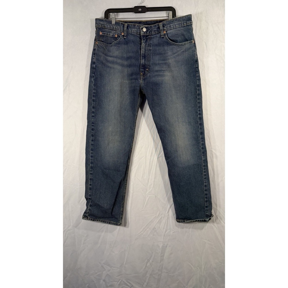 Levis 505 Jeans Mens 38x30 Blue Stretch Denim Straight Leg Medium Wash Classic